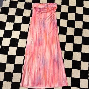 Alice Elle Pink Multicolor Water Color Style Strapless Dress Size 8